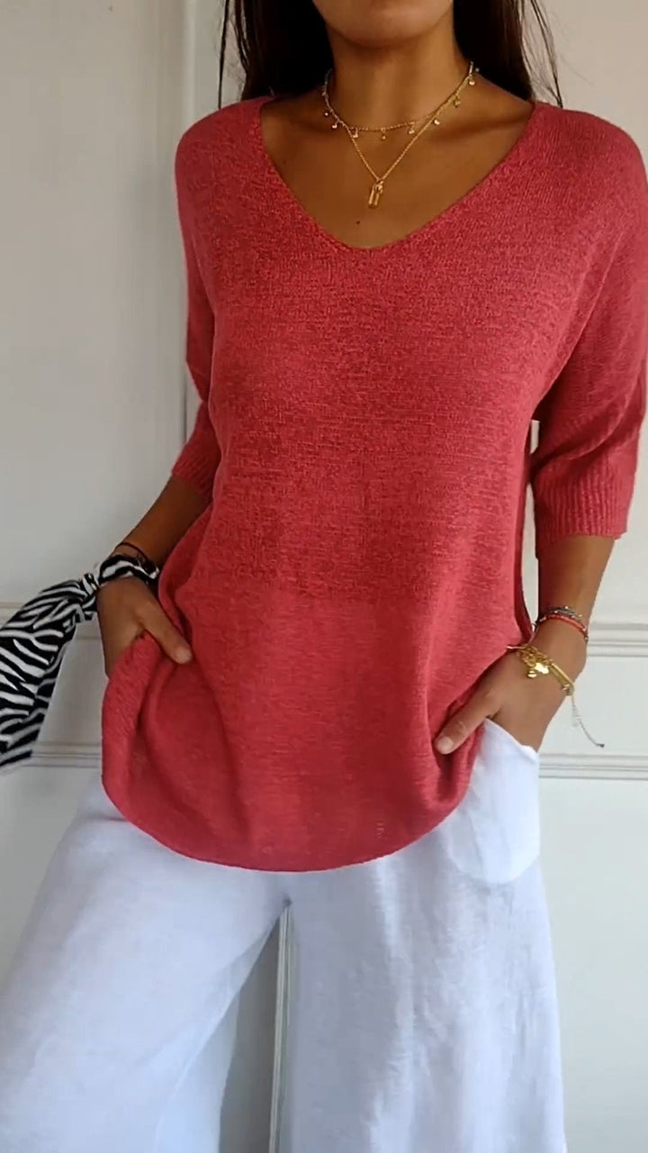 Ella | Women’s Comfy Casual V-Neck Pullover Top
