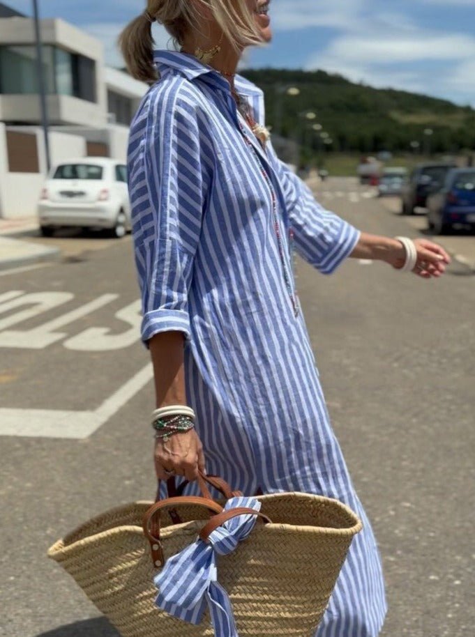 Jessica | Women’s Striped Button Down Shirt Dress
