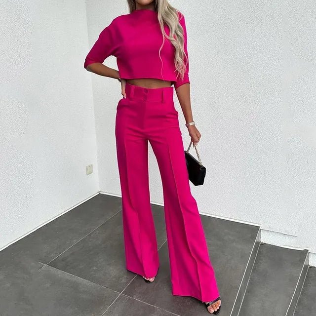 Holly | Women’s Chic Cropped Top and Wide-Leg Pants Set