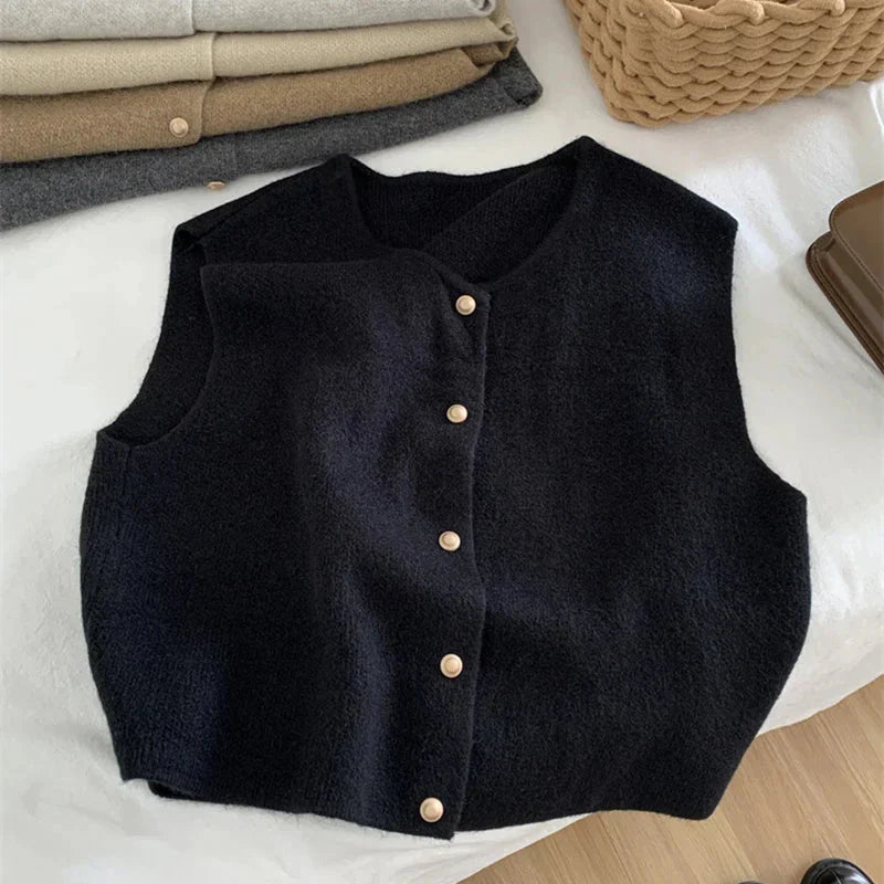 Clara | Women’s Winter Layered Outfit Buttoned Knit Vest