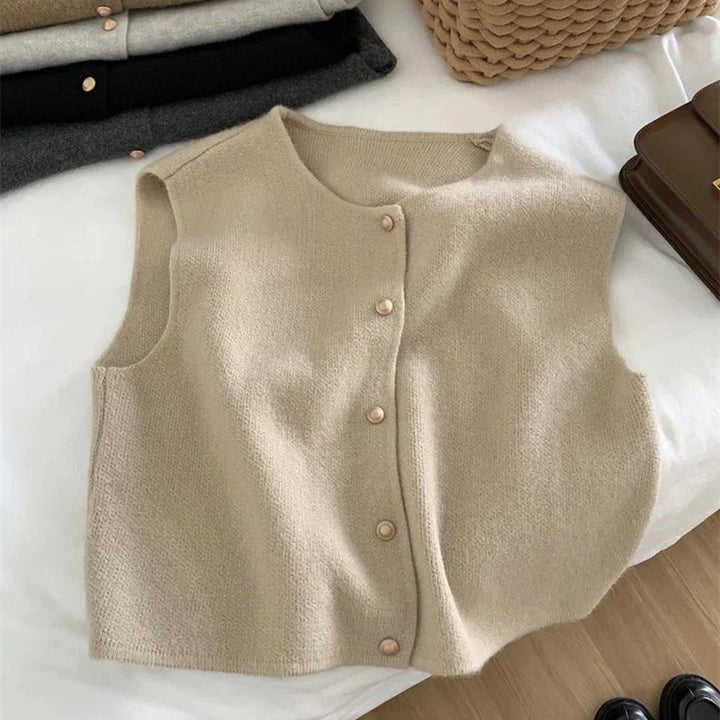 Clara | Women’s Winter Layered Outfit Buttoned Knit Vest