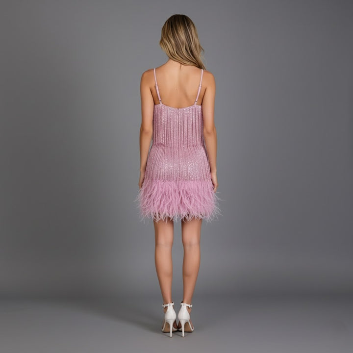 Audrey | Women’s Fringe Feather Party Dress Mini
