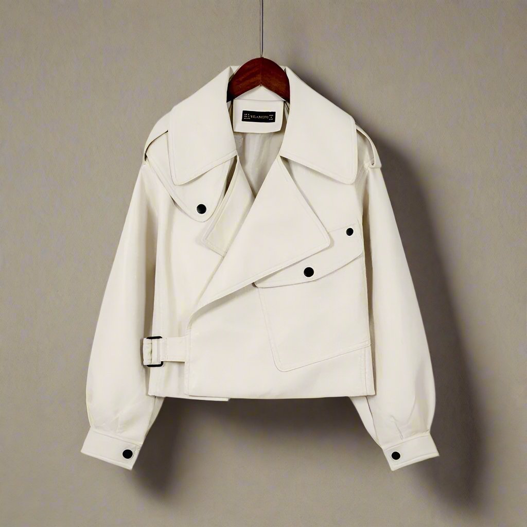 Faye | Women's Cropped Lapel Belted Fashion Jacket