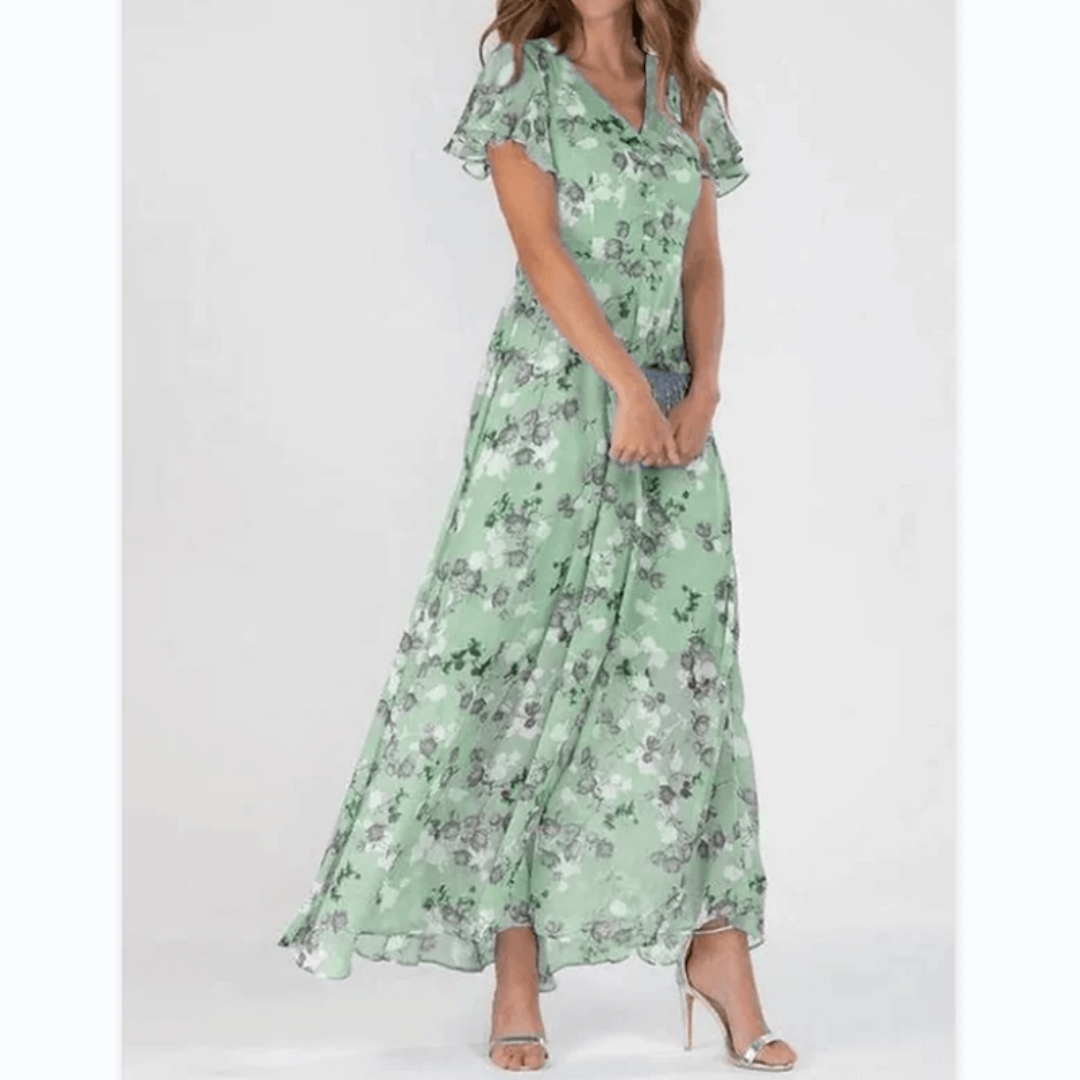 Heidi | Women's Short Sleeve Floral Maxi Dress
