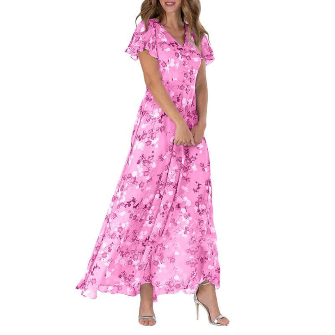 Heidi | Women's Short Sleeve Floral Maxi Dress