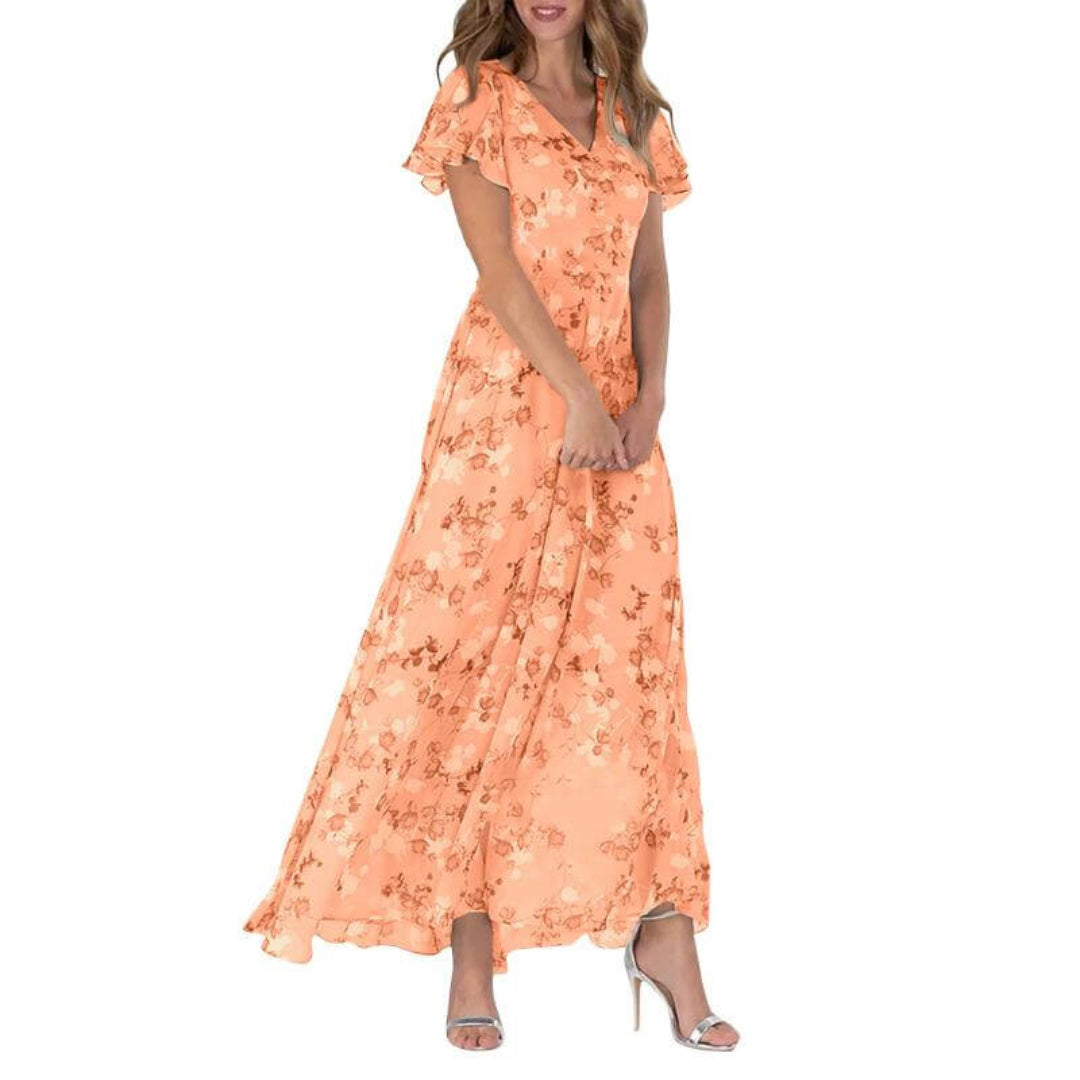 Heidi | Women's Short Sleeve Floral Maxi Dress